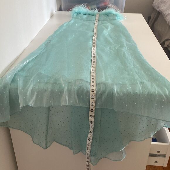 Vintage Turquoise Blue Formal Maxi Dress with Sparkles,Train, and Feathers - Picture 13 of 13